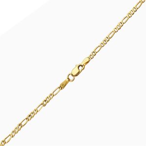 PORI JEWELERS 14K Gold 2.0mm Figaro/3+1 Link Chain Necklace- Made in Italy - (Yellow, 24 Inch)