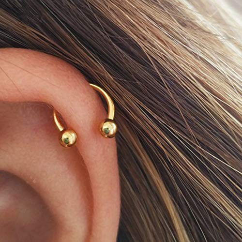 NZDLM Horseshoe Hoop Nose Rings Cartilage Earring Nose Septum Nose Nostril Stainless Steel Bull Nose Ring for Women Men Gold