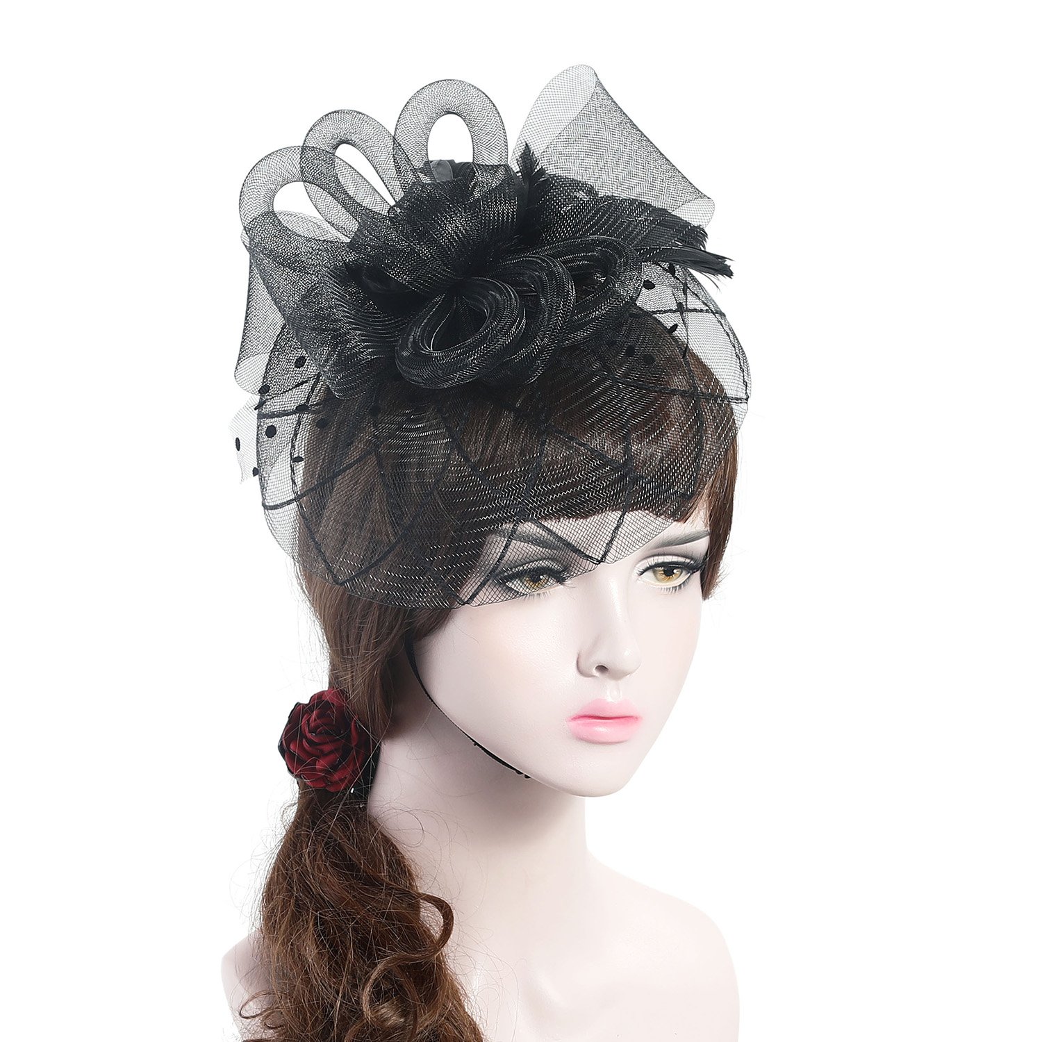 AWAYTR Fascinator Hat Mesh Flower Headwear Tea Party Hats for Woman Mesh Derby Church Cap