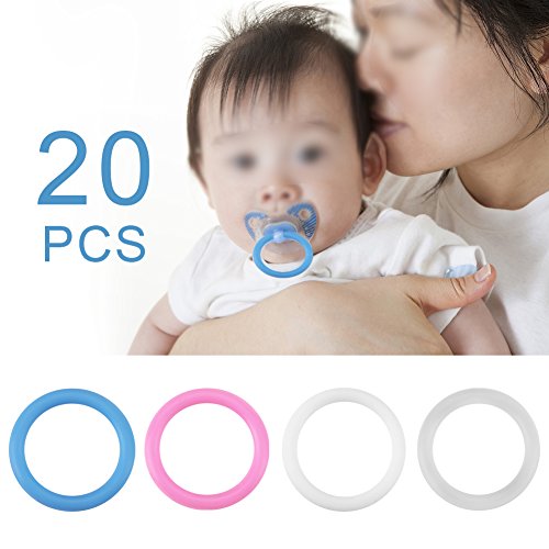 20Pcs Baby Pacifier Chain Clips Adapter Holder Soft Baby Relief Holder Rings Birthday Shower Gift