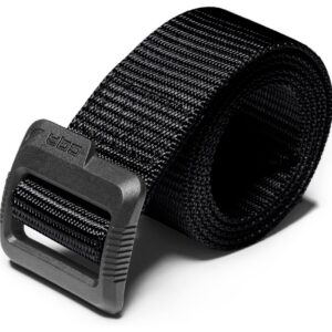 CQR Tactical Belt, Military Style Heavy Duty Belt, Webbing EDC Quick-Release Buckle, Plastic Flip Tab Black, X-Large