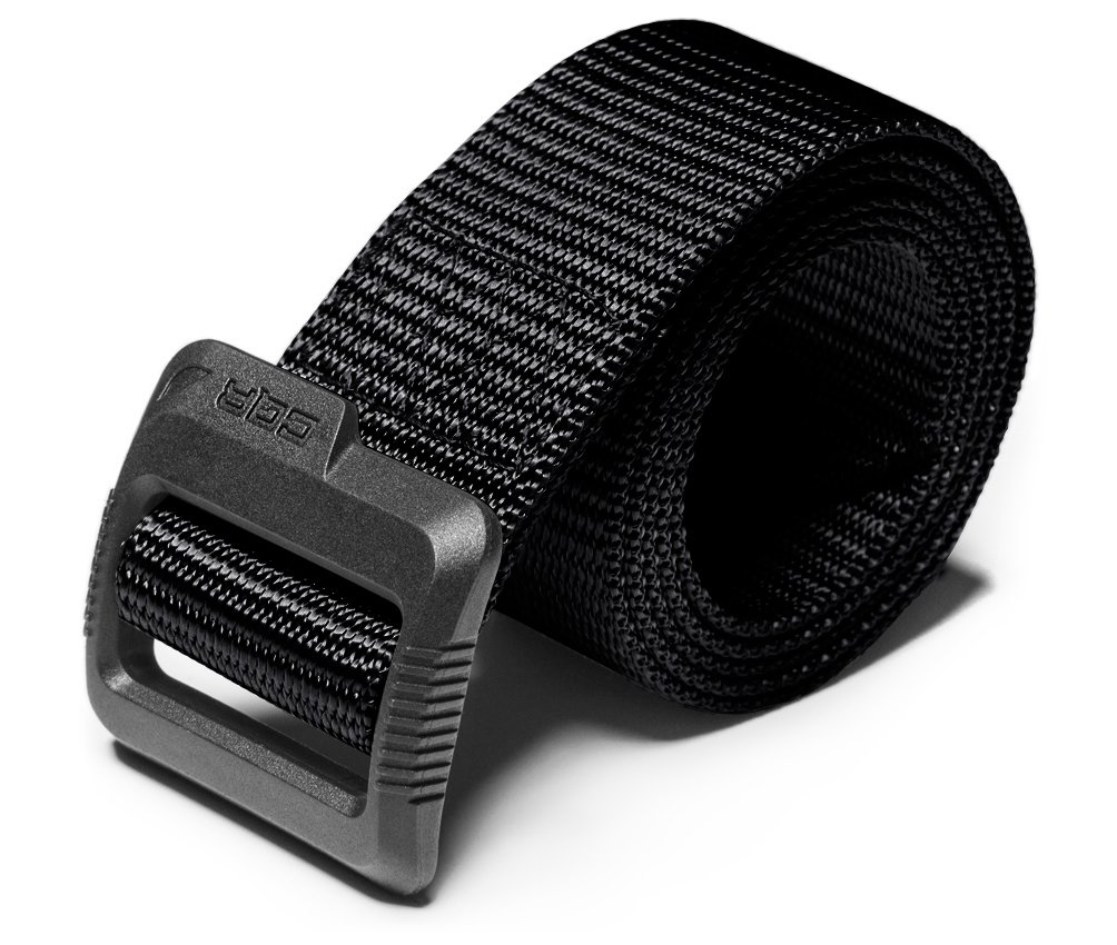 CQR Tactical Belt, Military Style Heavy Duty Belt, Webbing EDC Quick-Release Buckle, Plastic Flip Tab Black, X-Large