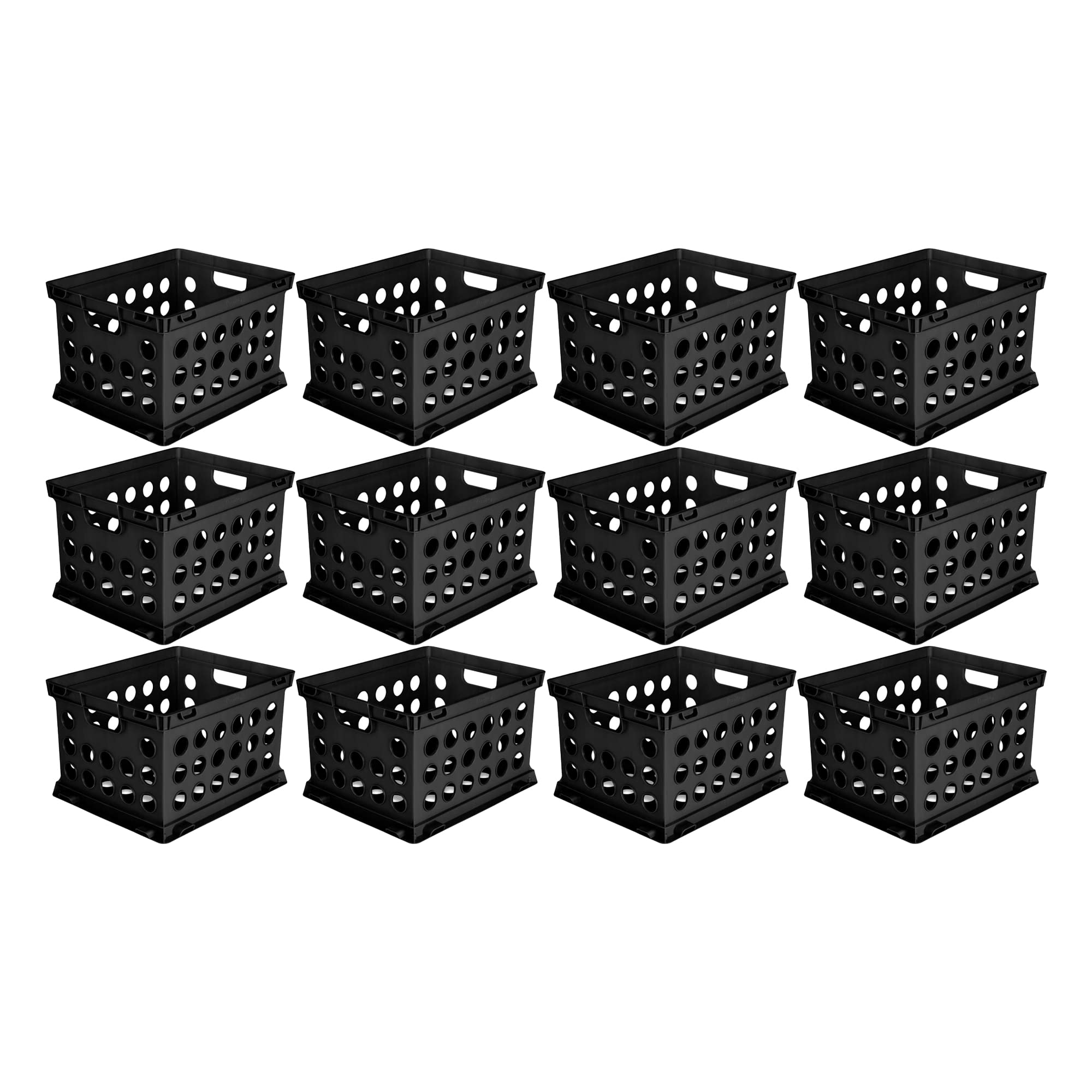 STERILITE Plastic Heavy Duty File Crate Stacking Storage Container (12 Pack)