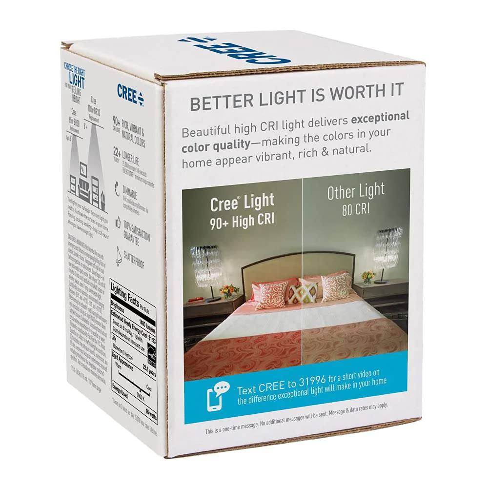 Cree Lighting Exceptional Series BR30 Bulb, 5000K Dimmable LED Bulb, 100W + 1400 Lumens, Daylight, 1 Pack