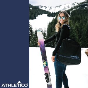 Athletico Padded Two-Piece Ski and Boot Bag Combo | Store & Transport Skis Up to 200 CM and Boots Up To Size 13 | Includes 1 Padded Ski Bag & 1 Padded Ski Boot Bag (Black with Blue Trim (Padded))