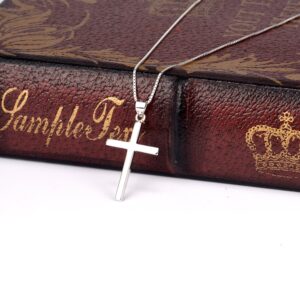 LUHE Cross Necklace Sterling Silver Simple Religious Crucifix Cross Pendant Necklace Jewelry Christmas Gifts for Women