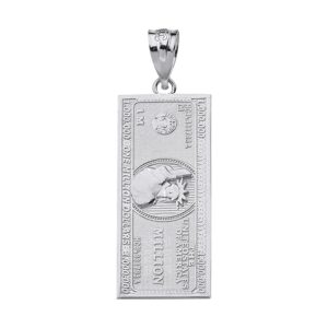 hip hop jewelry .925 sterling silver one million dollar bill pendant