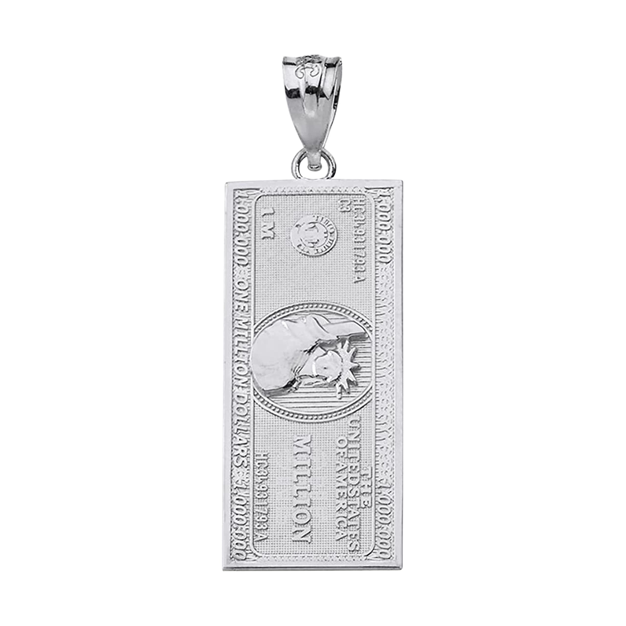 Hip Hop Jewelry .925 Sterling Silver One Million Dollar Bill Pendant