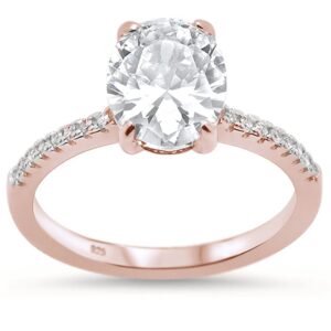 oxford diamond co sterling silver rose gold plated oval cut cubic zirconia engagement ring sizes 6