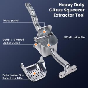 Lemon Squeezer Heavy Duty Juicer Hand Press Premium Quality Lemon Squeezer Manual Citrus Press Juice Extractor Lemon Lime Juicer Handheld Orange Juice Squeezer Fruit Juicer-Silver