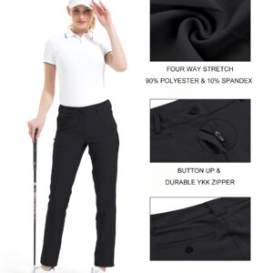 Lesmart Womens Pants Golf Stretch Lightweight Breathable Quick Dry Work Ladies Golf Pants with Pockets 4 Black