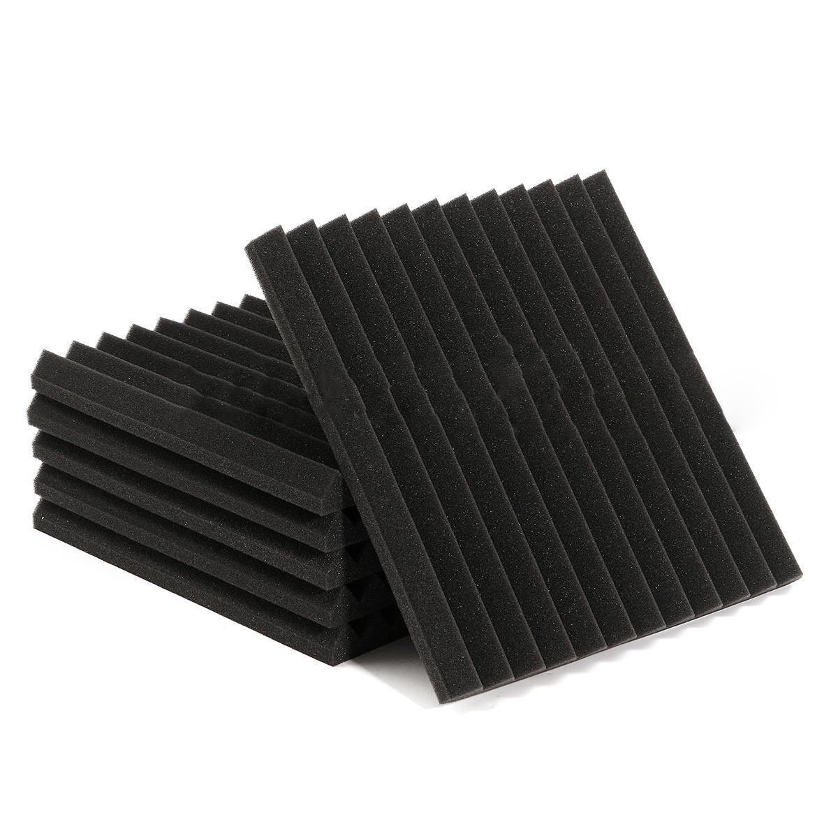 48 Pack BLACK RED Acoustic Foam Panel Wedge Studio Soundproofing Wall Tiles 12" X 12" X 1"