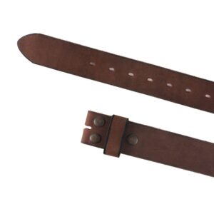 NPET Mens Leather Belt Full Grain Vintage Distressed Style Snap on Strap 1 1/2" Wide (For 32"-34" waist, coffee)