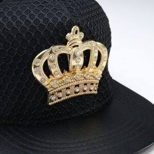 REINDEAR Royal King Crown Baseball Cap Hip-hop Snapback Hat (Black)