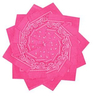 12 pack 100% cotton paisley bandana head wrap (pink)