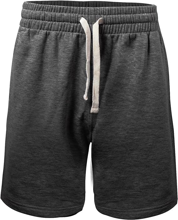 PROGO USA Men’s Shorts – Classic Fleece Workout Shorts - Men Shorts Casual with Elastic Waist (Charcoal, X-Large)