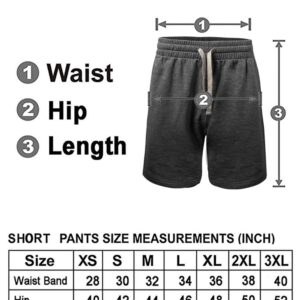 PROGO USA Men’s Shorts – Classic Fleece Workout Shorts - Men Shorts Casual with Elastic Waist (Charcoal, X-Large)