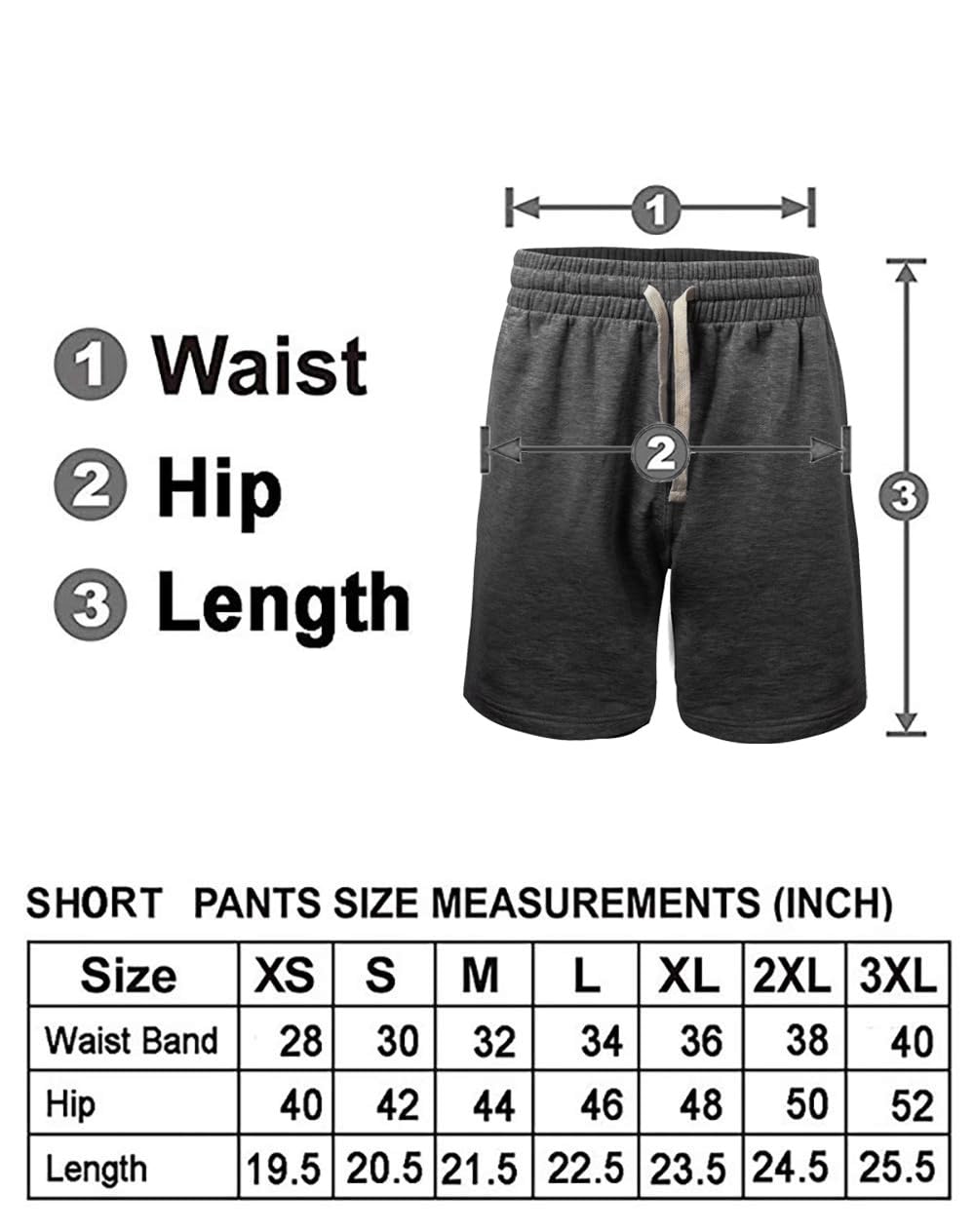 PROGO USA Men’s Shorts – Classic Fleece Workout Shorts - Men Shorts Casual with Elastic Waist (Charcoal, X-Large)