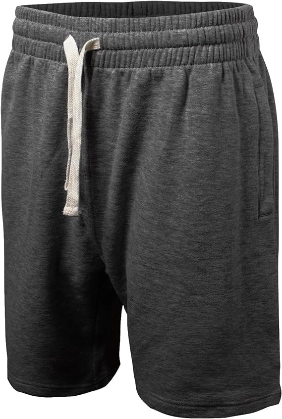 PROGO USA Men’s Shorts – Classic Fleece Workout Shorts - Men Shorts Casual with Elastic Waist (Charcoal, X-Large)