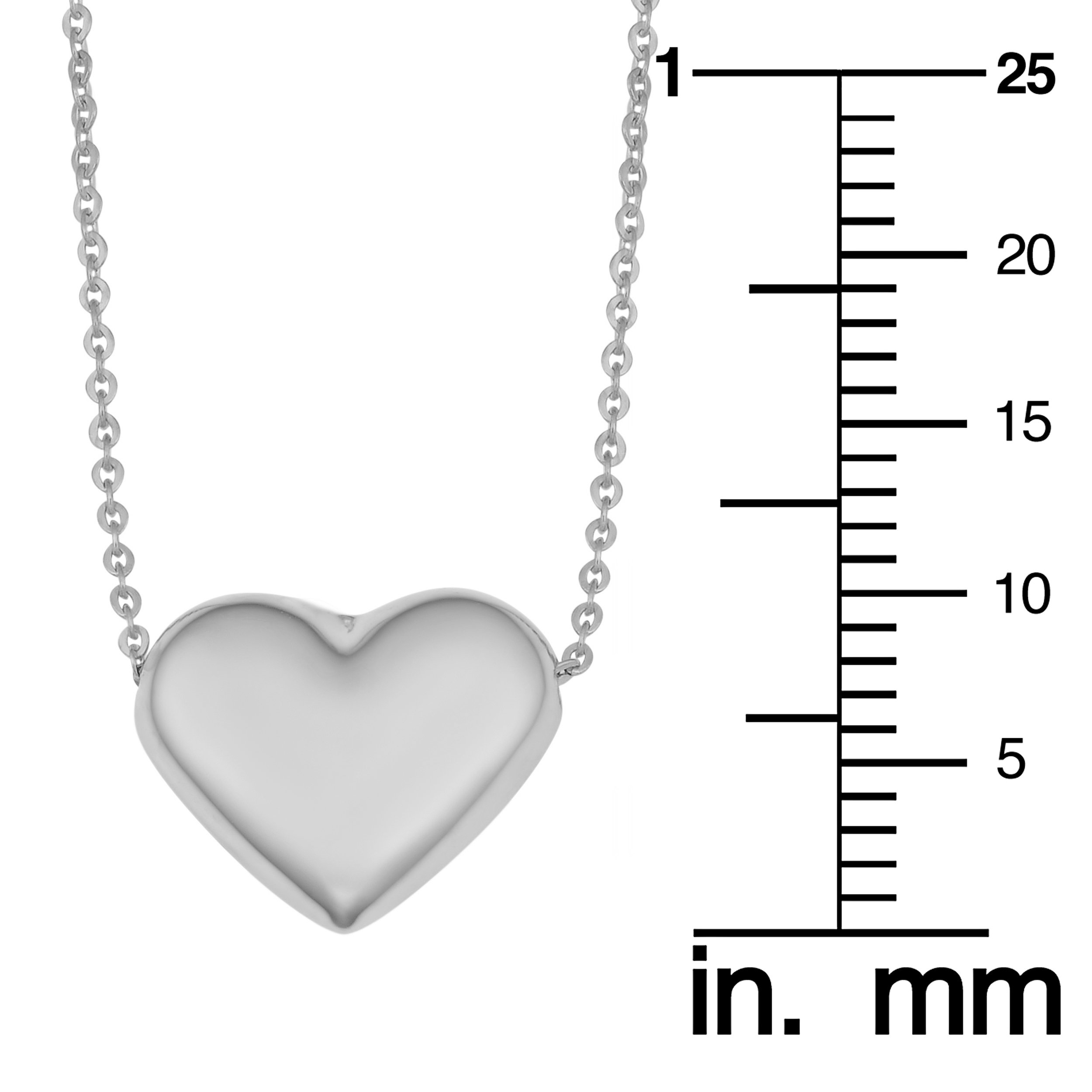 Kooljewelry 14k White Gold Heart Necklace (18 inch)