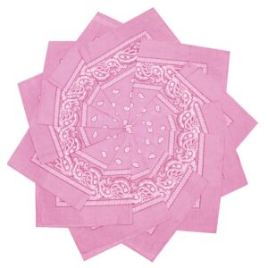 tz promise 12 pack 100% cotton paisley bandana head wrap (baby pink)