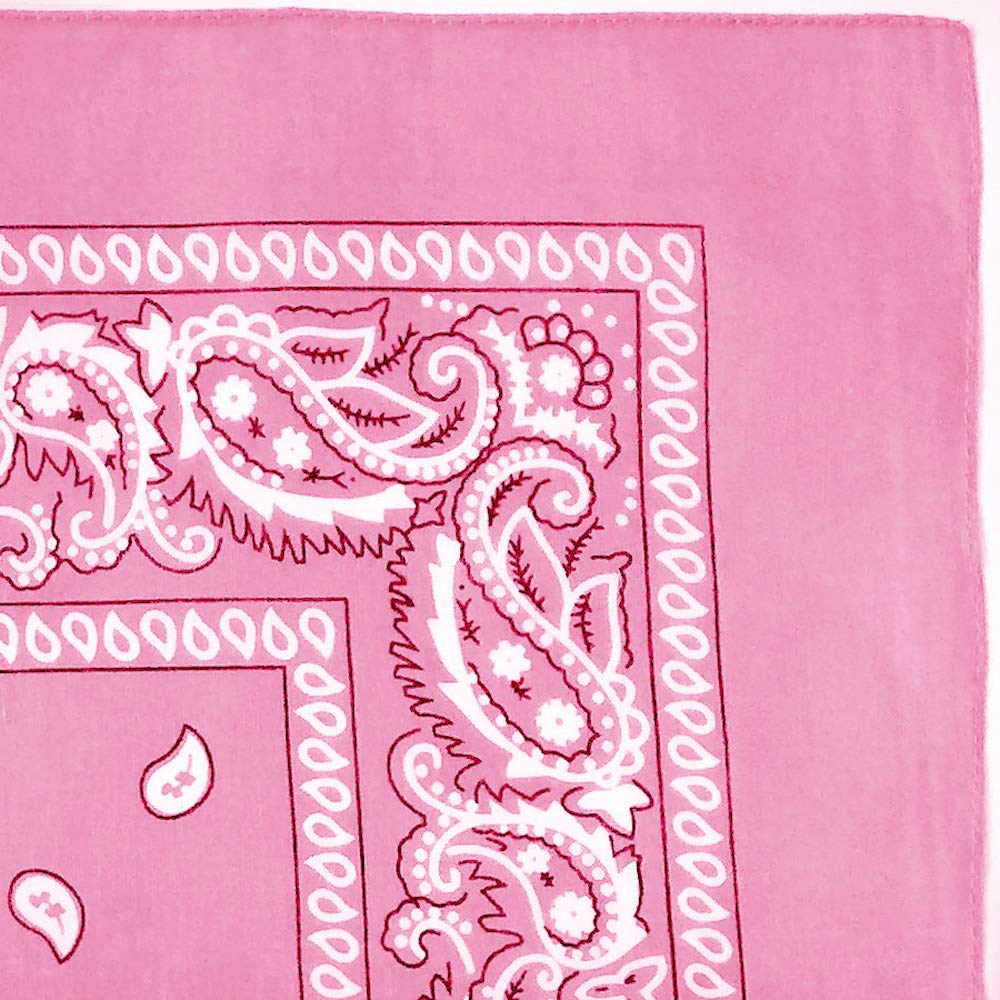 TZ Promise 12 Pack 100% Cotton Paisley Bandana Head Wrap (Baby Pink)