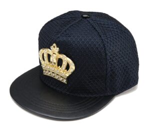 reindear royal king crown baseball cap hip-hop snapback hat (navy)