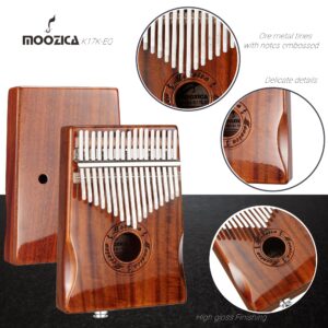 MOOZICA 17-Key EQ Kalimba, Solid Koa Wood Electric Kalimba Thumb Piano With Built-in Pickup and Professional Kalimba Case (K17K-EQ)