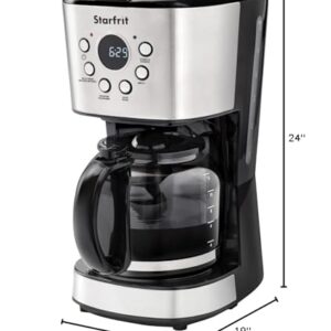 Starfrit 12-Cup Electric Drip Coffee Maker, 1.8 L, Black/Silver