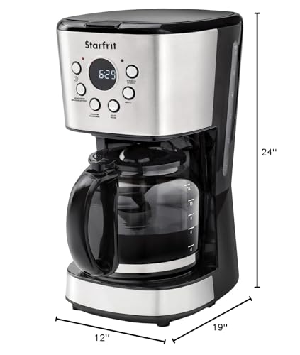 Starfrit 12-Cup Electric Drip Coffee Maker, 1.8 L, Black/Silver