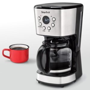 Starfrit 12-Cup Electric Drip Coffee Maker, 1.8 L, Black/Silver