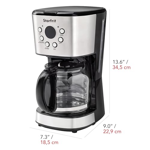 Starfrit 12-Cup Electric Drip Coffee Maker, 1.8 L, Black/Silver