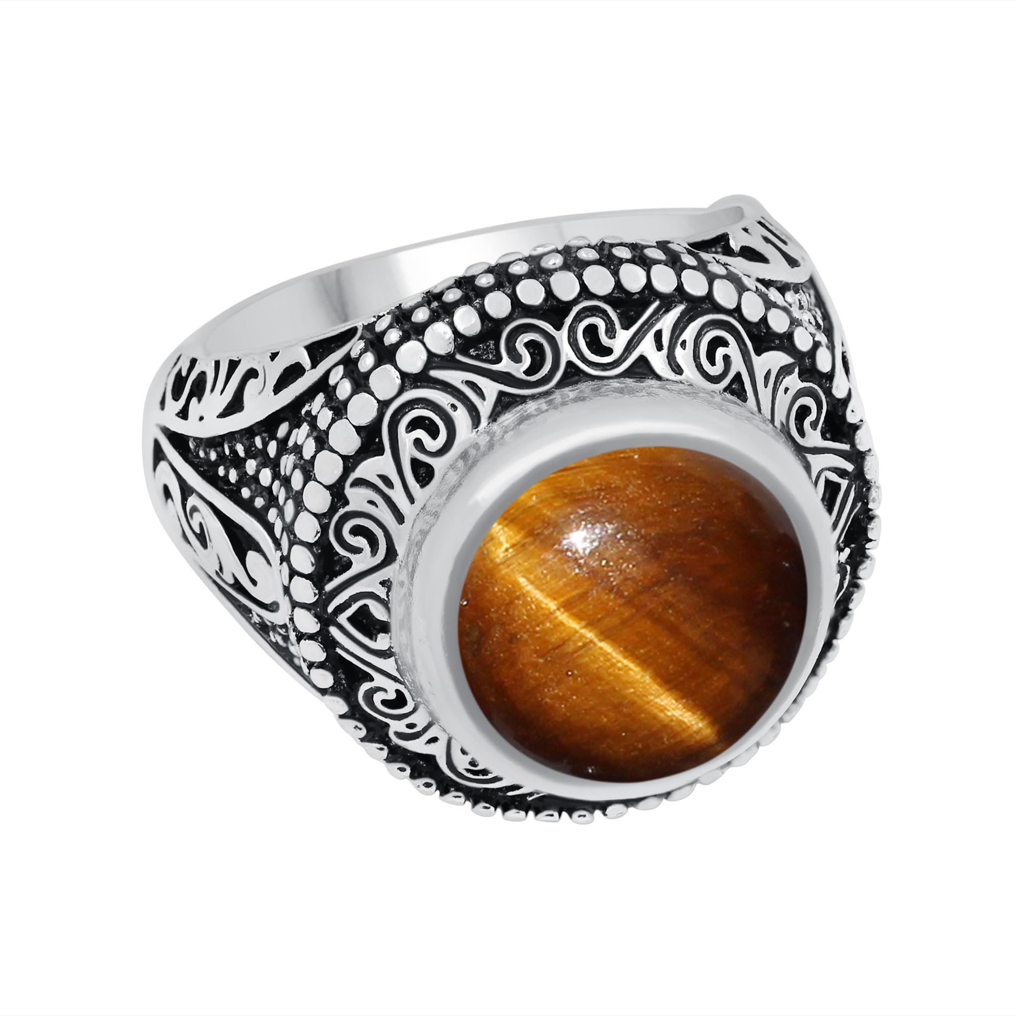 5.78Cts Solitaire Natural Tiger Eye 925 Silver Plated Ring Size 11 For Women, Brown Stone June Birthstone Ring Jewelry Gift For Women Mom Wife