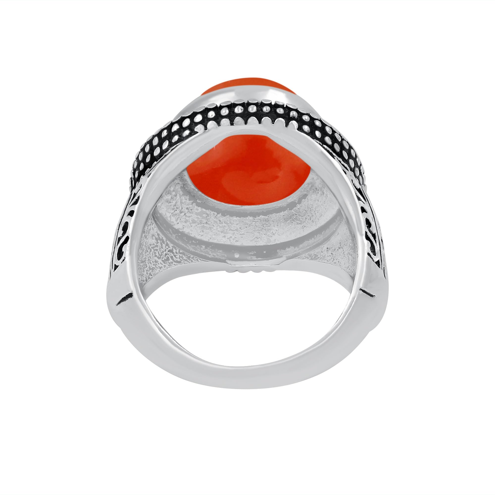 5, 78Cts Solitaire Natural Carnelian 925 Silver Plated Ring Size 6 For Women, Orange Stone July Birthstone Ring Jewelry Gift For Women Mom Wife