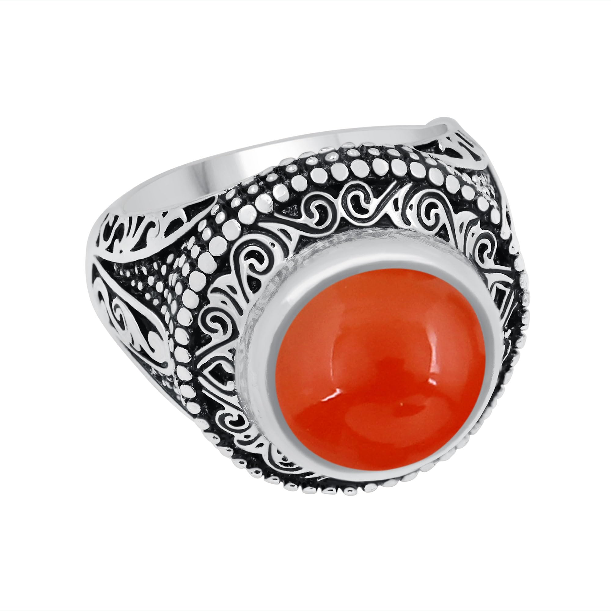 5, 78Cts Solitaire Natural Carnelian 925 Silver Plated Ring Size 6 For Women, Orange Stone July Birthstone Ring Jewelry Gift For Women Mom Wife