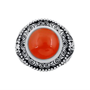 5, 78Cts Solitaire Natural Carnelian 925 Silver Plated Ring Size 6 For Women, Orange Stone July Birthstone Ring Jewelry Gift For Women Mom Wife