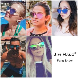 JIM HALO Trendy Rimless Mirrored Sunglasses Reflective Sun Glasses for Women Men 2 Pack (Mirror Silver & Mirror Pink)