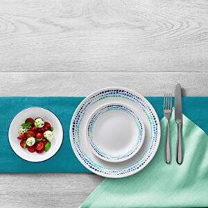 Corelle Vitrelle 18-Piece Service for 6 Dinnerware Set, Triple Layer Glass and Chip Resistant, Lightweight Round Plates and Bowls Set, Ocean Blue