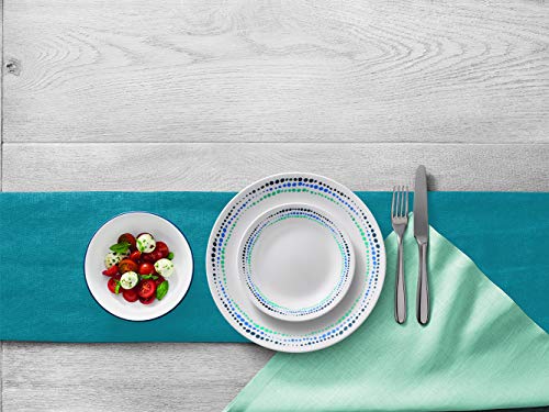 Corelle Vitrelle 18-Piece Service for 6 Dinnerware Set, Triple Layer Glass and Chip Resistant, Lightweight Round Plates and Bowls Set, Ocean Blue