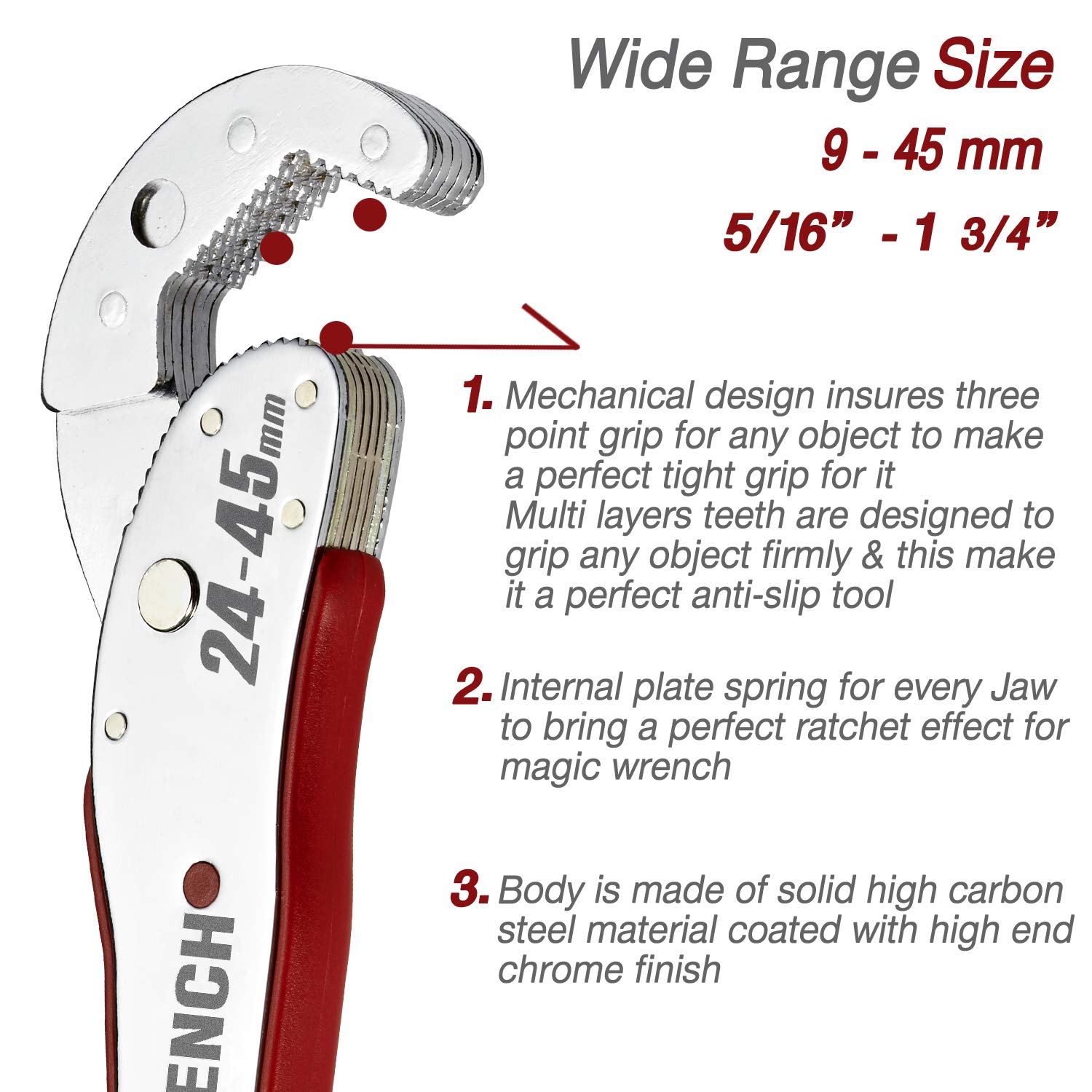 MAGIC WRENCH Multi-function Universal Adjustable auto-ratcheting works as reversible ratchet pop socket combination & pipe monkey spanner sae crescent nut gear-wrench set for craftsman & plumbers