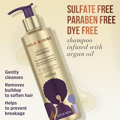 Pantene Shampoo and Sulfate Free Conditioner Kit, with Argan Oil, Pro-V Gold Series, for Natural and Curly Textured Hair, 16.9 fl oz, Kit