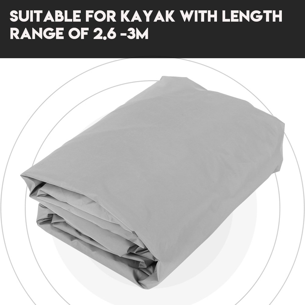 Kayak Canoe Dust Cover, Waterproof UV Sun Cover Boat Storage Sunblock for 2.5- Fishing Boat (Gray)