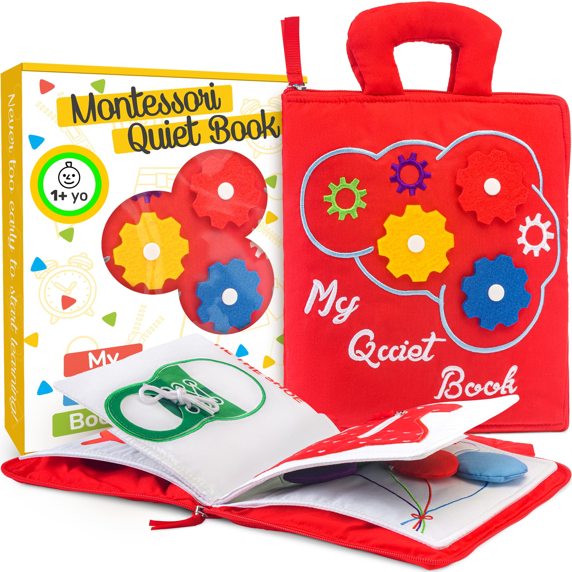 deMoca Busy Book for Toddlers 1-3, Travel Quiet Book Montessori Toy for 1+ Year Old, Kids Plane and Car Activities for Learning, Felt Educational Sensory Toy Boys & Girls, Packaging May Vary