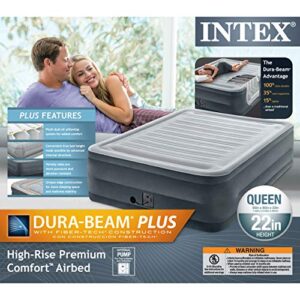 Intex Comfort Plush Elevated Dura-Beam Airbed with Internal Electric Pump, Bed Height 22", Queen