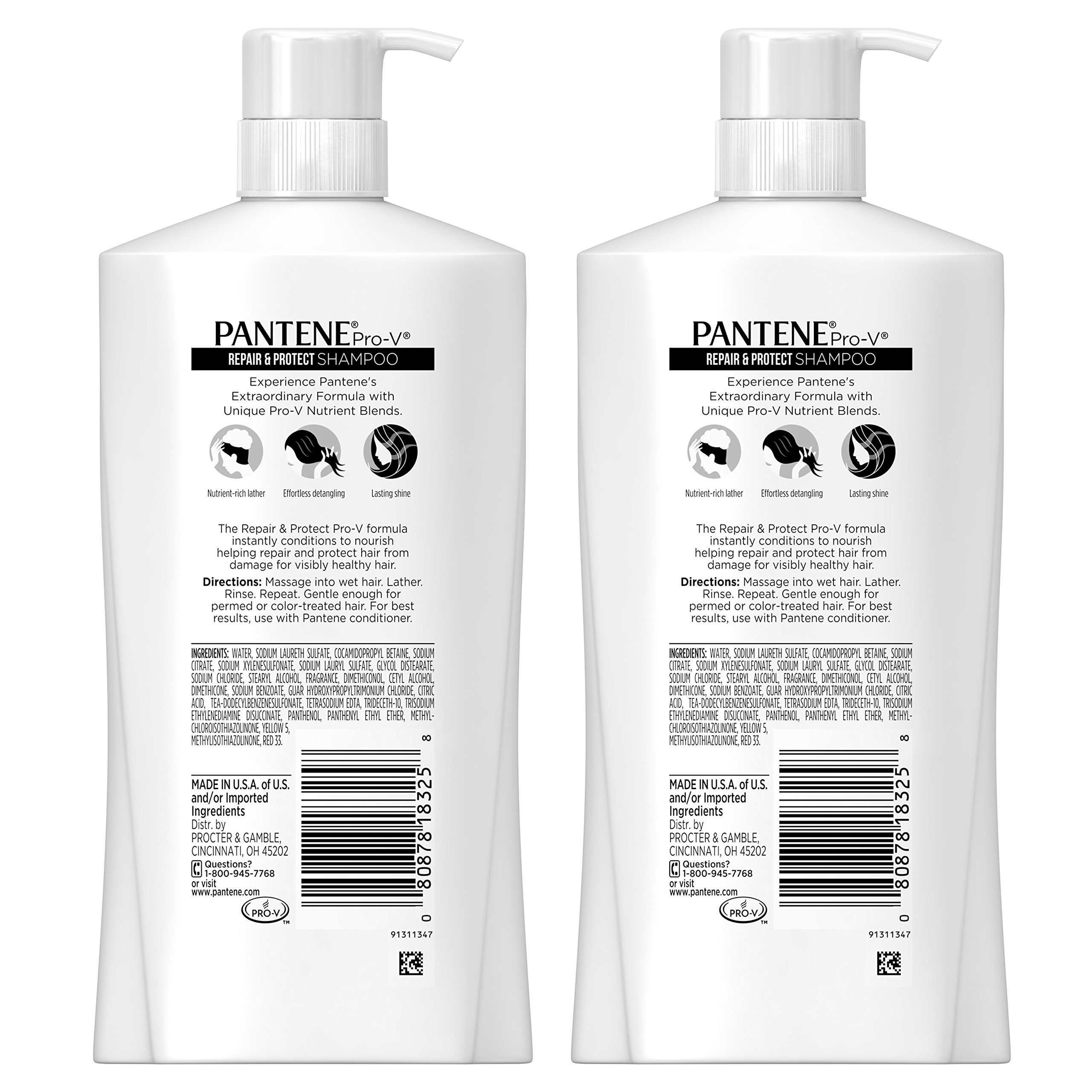 Pantene, Shampoo, Pro-V Repair and Protect for Damaged Hair, 30.4 fl oz, Twin Pack