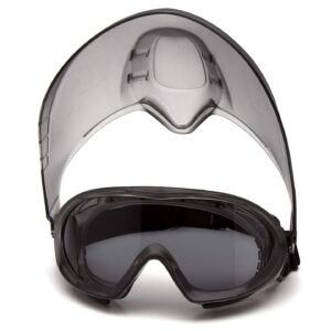 Pyramex Capstone Shield Safety Goggles Face Shield With Gray Anti-Fog Lens For Full-Face Protection