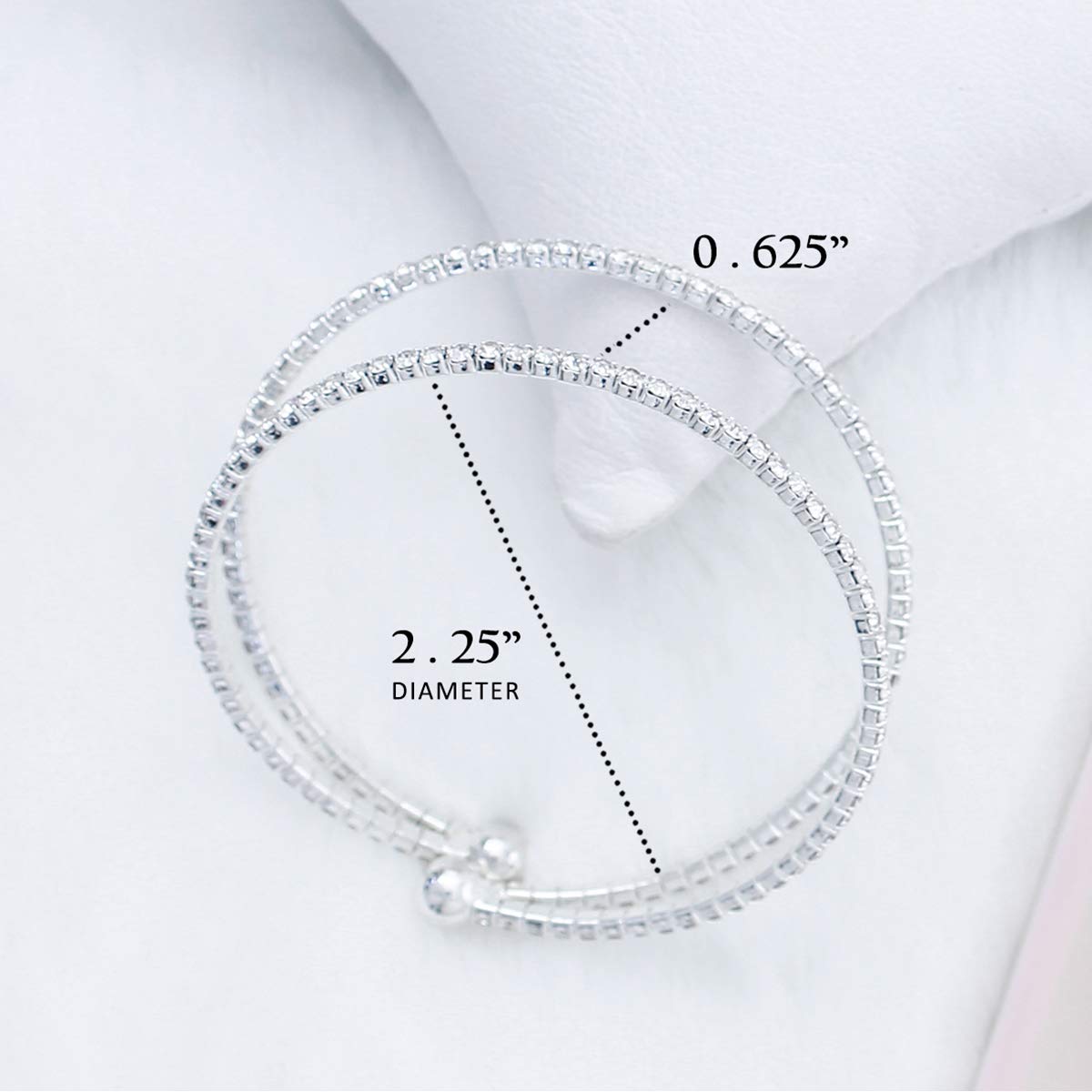 NTLX Crystal Bracelet for Women – Rhinestone Bangle Bracelet – Silver Plated - Flexible & Adjustable – Two Row - Bridal, Wedding, Prom, Party, Pageant, Evening, Casual, Bracelet - with Gift Box