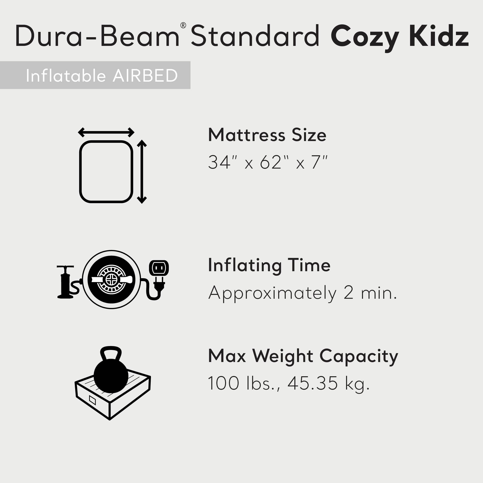 Intex 66803EP Cozy Kidz Inflatable Airbed: Fiber-Tech – Velvety Soft Surface – Carry Bag Included – Color May Vary – 34.5" x 62" x 7"