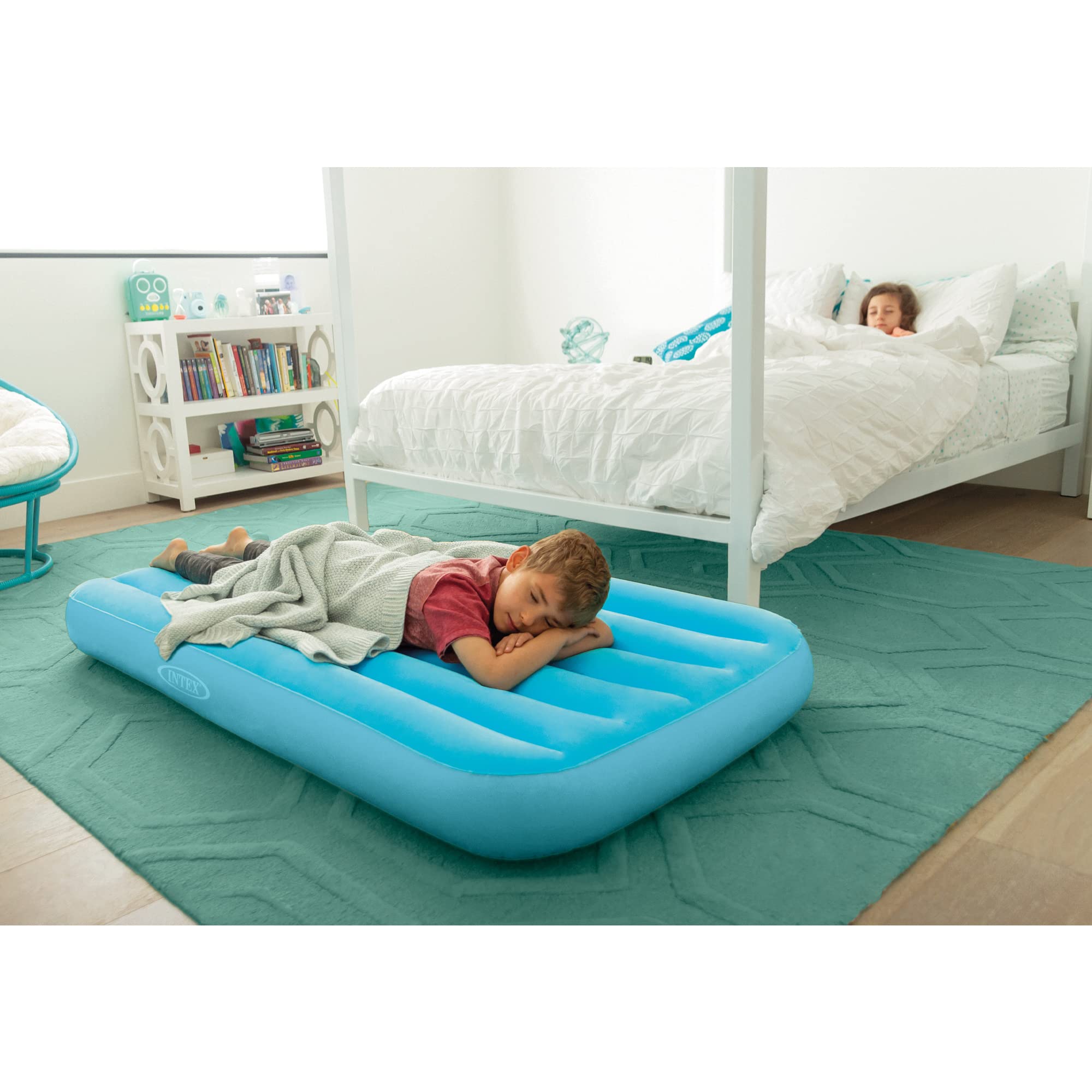 Intex 66803EP Cozy Kidz Inflatable Airbed: Fiber-Tech – Velvety Soft Surface – Carry Bag Included – Color May Vary – 34.5" x 62" x 7"