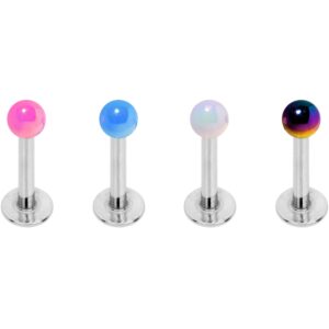 body candy mens womens 4pcs stainless steel acrylic ball monroe lip ring labret jewelry 16g